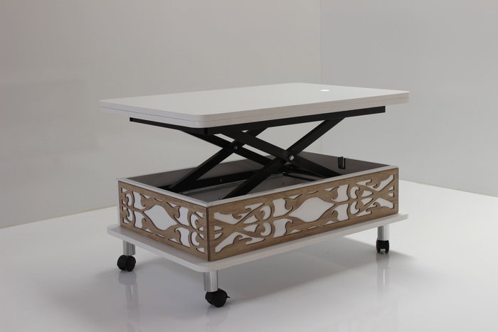 Hanah Home Mesa de café blanca con dimensiones ajustables